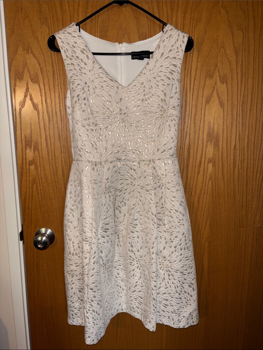 Cynthia Rowley Ivory Lace V-Neck Midi Dress